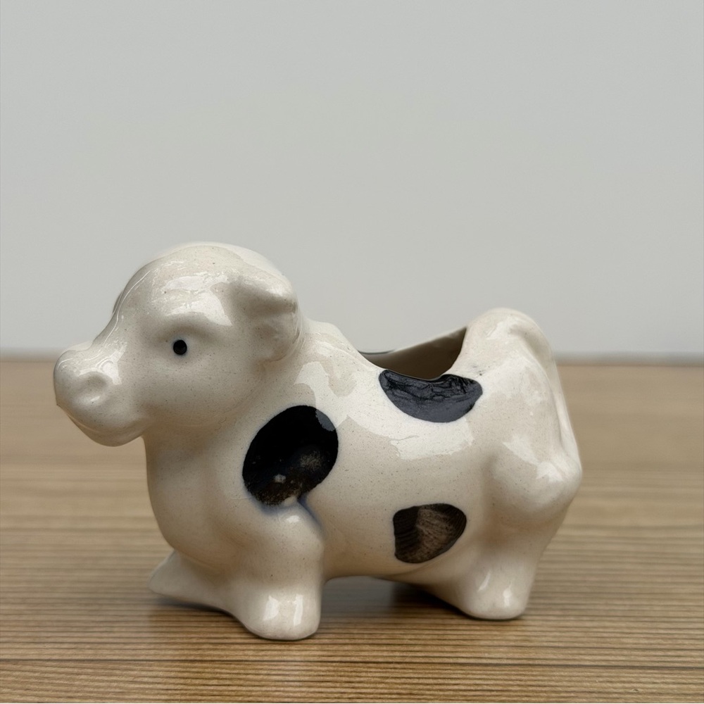 Holstein Cow White Black Spots 3in Long Farmhouse Toothpick Holder Vintage